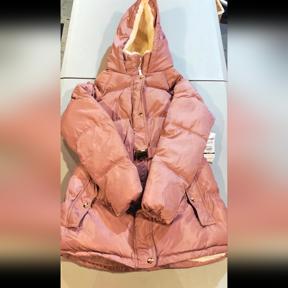 Kensie Girl Blush Pink Puffer Jacket with Hood (7c4)